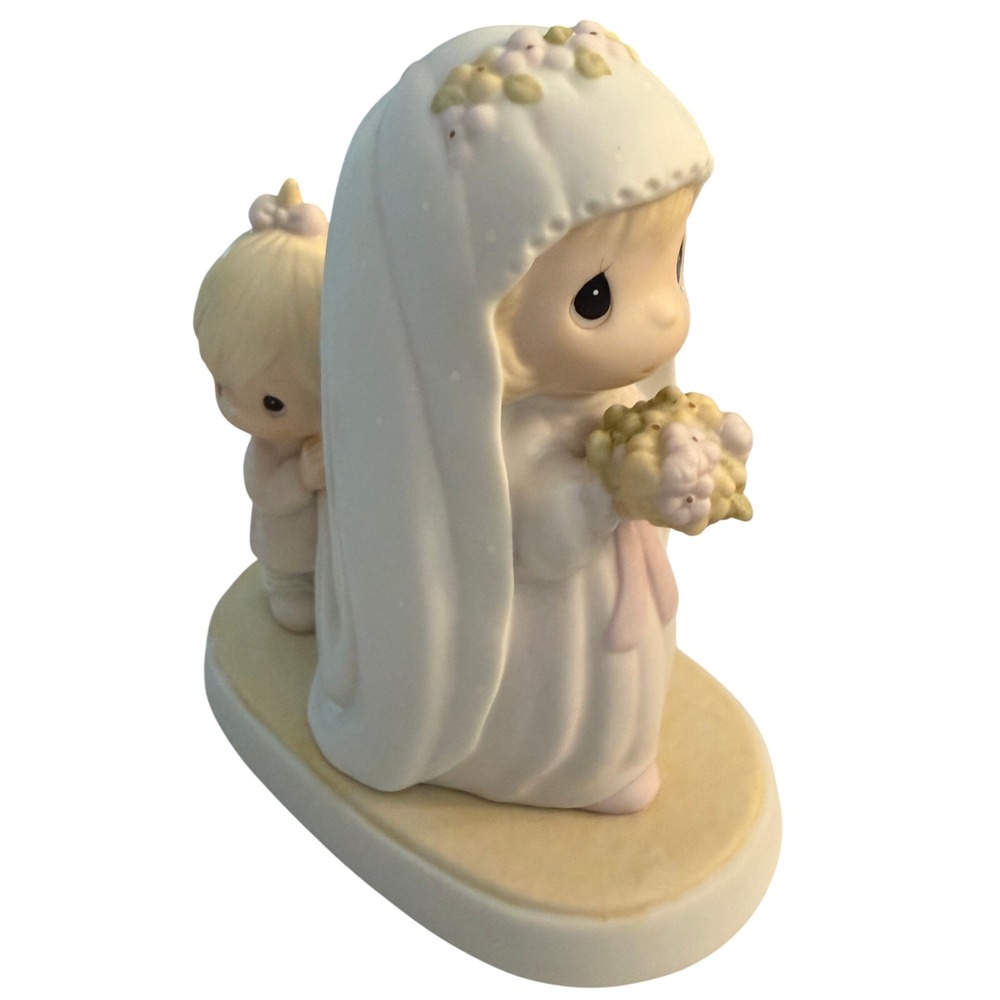 Precious Moments Bride and Flower Girl Porcelain Figurine Wedding Gift Vintage